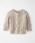 Baby Organic Cotton Cable Knit Sweater in Cream, image 1 of 4 slides