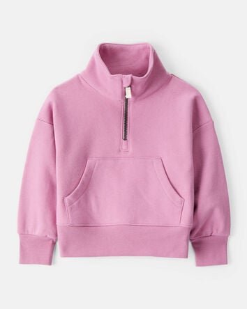 Toddler Girl Long-Sleeve Quarter-Zip Pullover Sweatshirt - Pink, 
