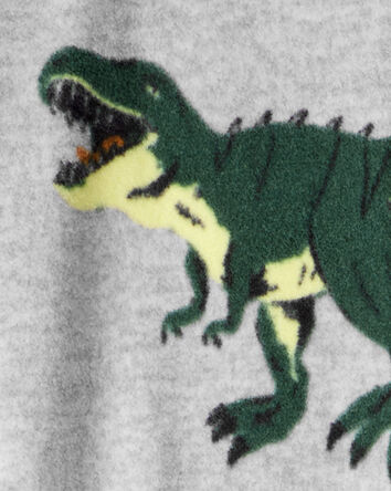 Boys Dinosaur Print Loose Fit Long-Sleeve Zip-Up 1-Piece Pajamas, 