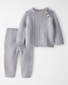 Baby 2-Piece Organic Cotton Cable Knit Sweater Set, image 1 of 5 slides