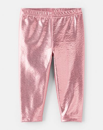 Baby Girl Pull-On Stretch Metallic Leggings - Pink, 