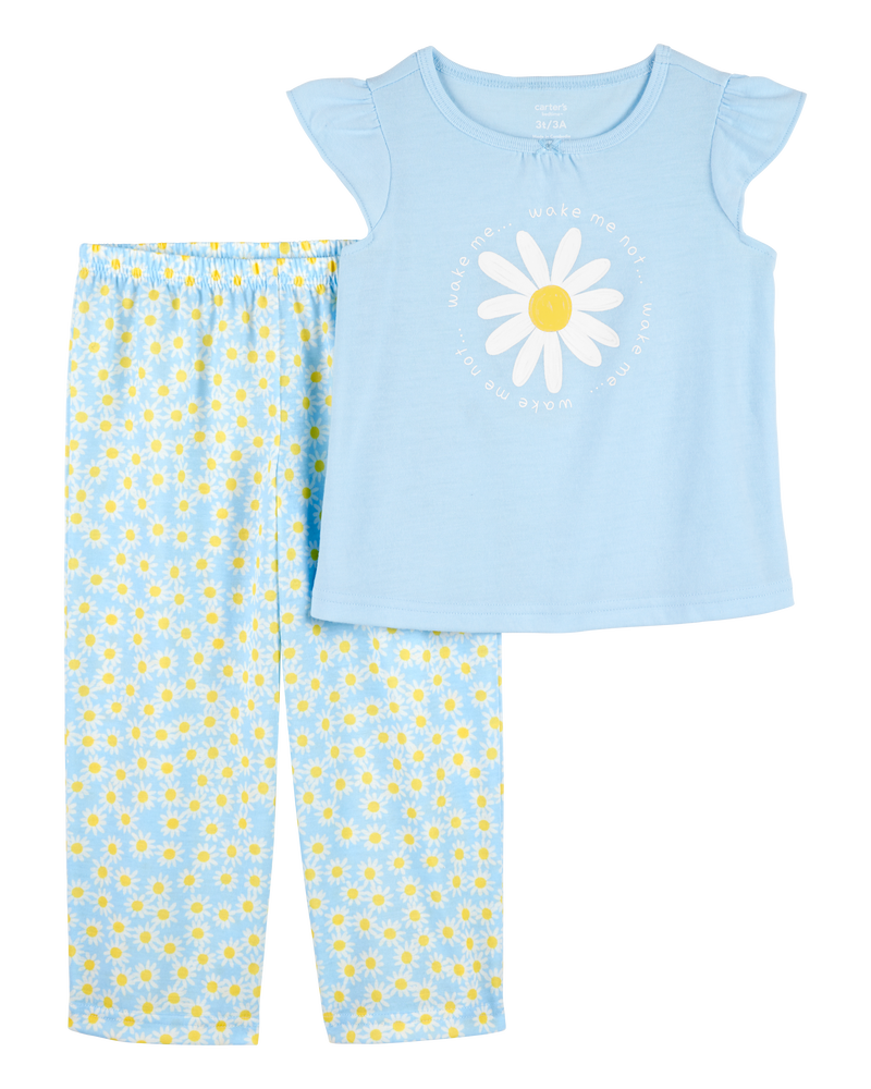 Toddler Daisy Floral Loose Fit 2-Piece Pajamas - Blue, image 1 of 3 slides