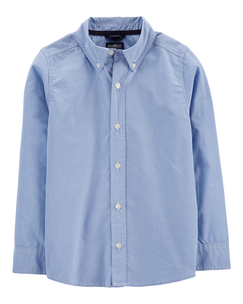 Kid Long Sleeve Button-Front Uniform Shirt, image 1 of 3 slides