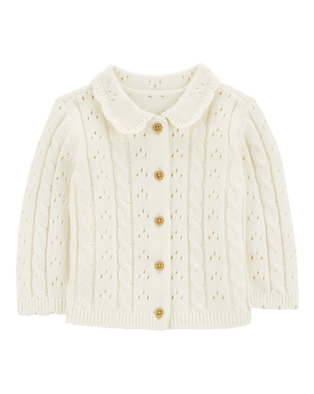 Baby Pointelle Button-Front Sweater Knit Cardigan, 