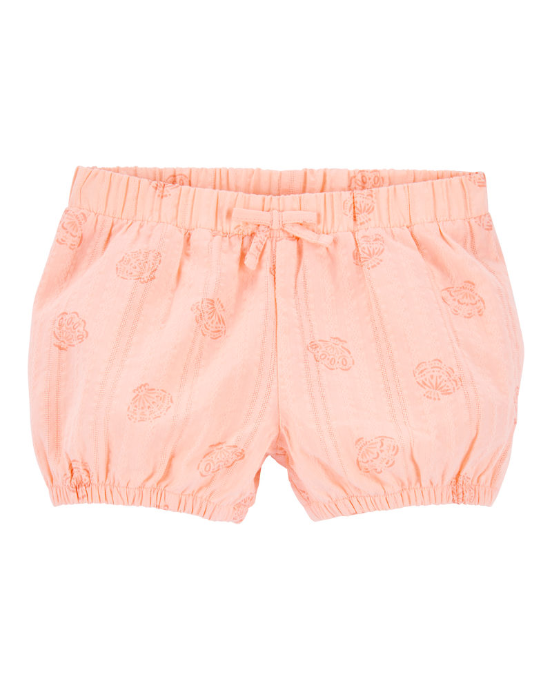 Baby Seashell Pull-On Cotton Shorts - Coral, image 1 of 4 slides