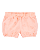 Baby Seashell Pull-On Cotton Shorts - Coral, image 1 of 4 slides