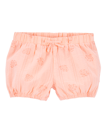 Baby Seashell Pull-On Cotton Shorts - Coral, 