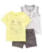 Baby 3-Piece Ocean Print Outfit Set, image 1 of 4 slides