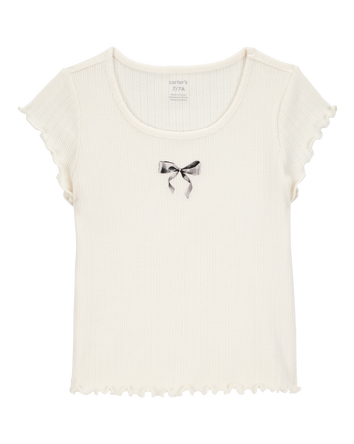Kid Bow Pointelle Baby Tee - White, 