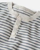 Baby Organic Cotton Grey Striped Sweater Knit Set, image 3 of 5 slides