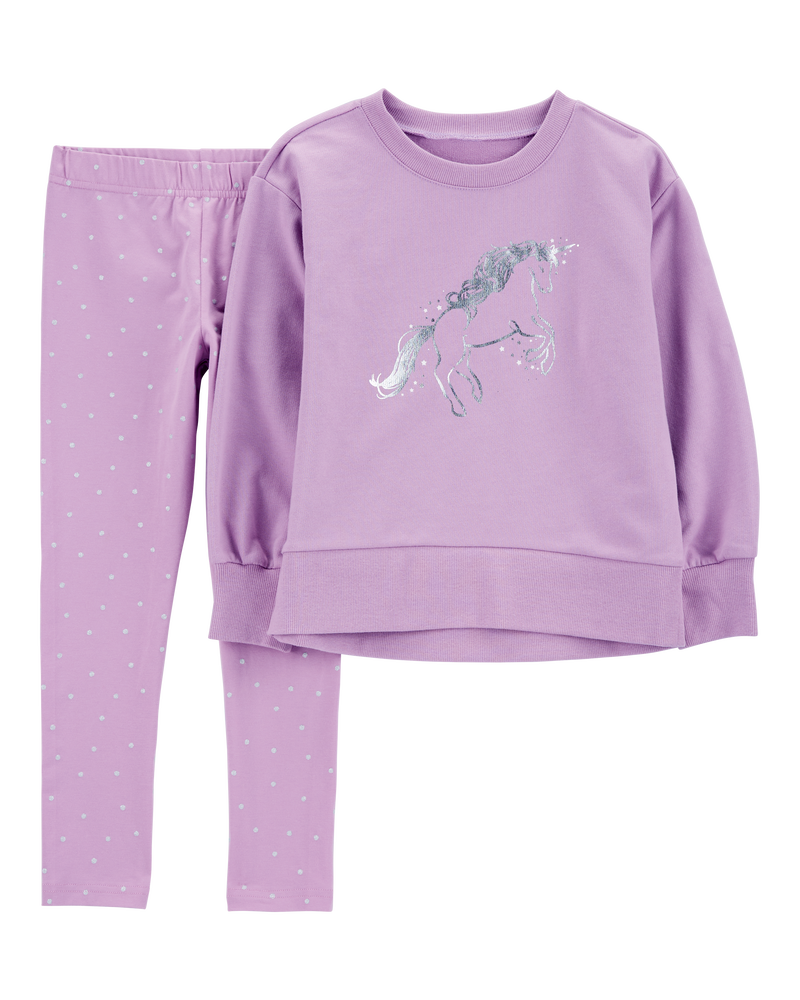 Kid 2-Piece Unicorn Pullover & Legging Set, image 1 of 3 slides
