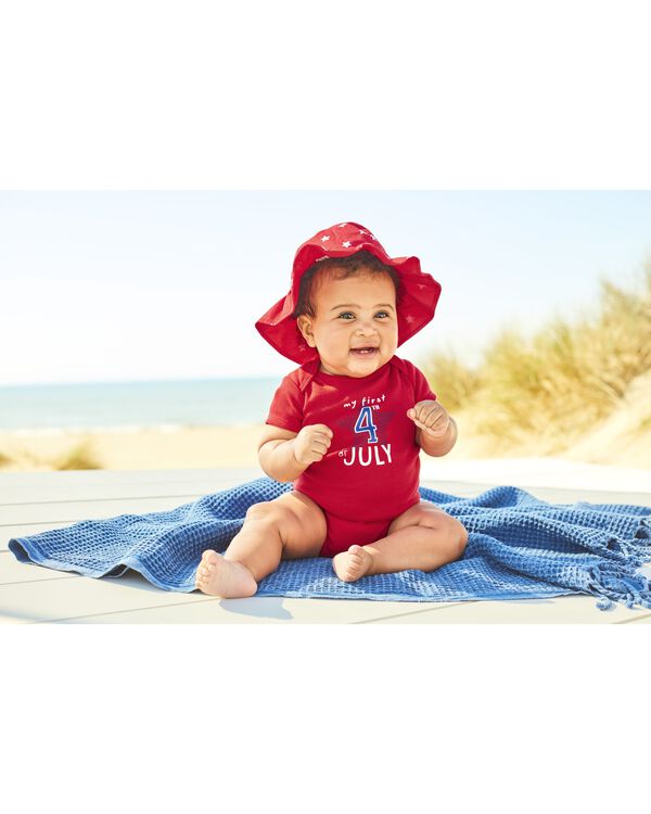 Red Baby First 4th Of July ShortSleeve Bodysuit
