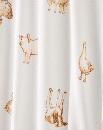 Baby Farm Animals Print PurelySoft Footie 1-Piece Pajamas - Ivory, 