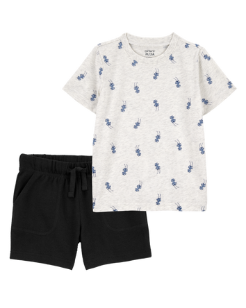 Baby 2-Piece Race Car Print Tee & French Terry Shorts Set, 
