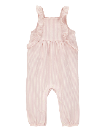 Baby Striped Seersucker Jumpsuit - Pink, 