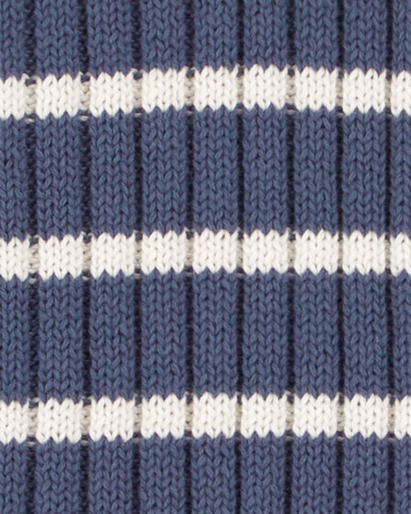 Baby Striped Snug-Fit Ribbed Sweater Knit Top, image 2 of 3 slides