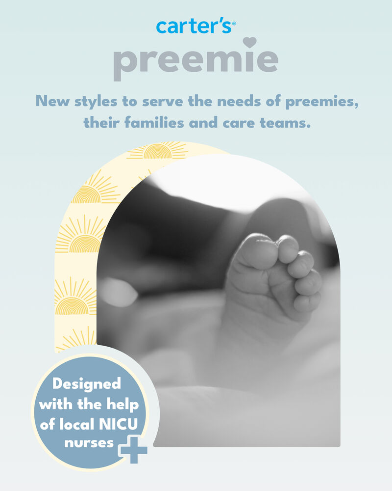 Baby Preemie Rainbow Cotton Sleeper Gown, image 2 of 5 slides
