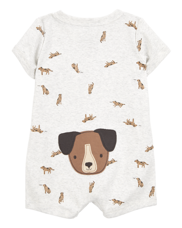 Baby Dog Short-Sleeve Romper - Grey, 