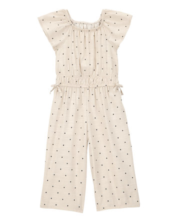 Toddler Polka Dot Short-Sleeve Jumpsuit - Tan, 