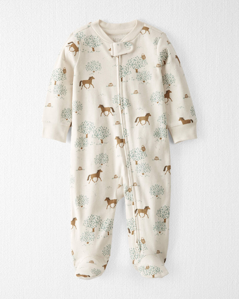 Baby Organic Cotton Sleep & Play Pajamas in Wild Horses, image 1 of 5 slides