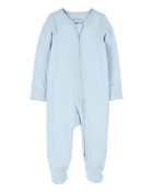 Baby Boy Solid 2-Way Zip PurelySoft Sleep & Play Pajamas - Blue, image 1 of 6 slides