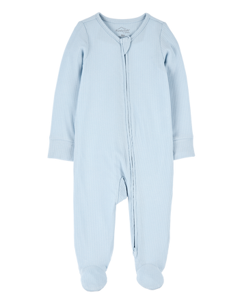 Baby Boy Solid 2-Way Zip PurelySoft Sleep & Play Pajamas - Blue, 