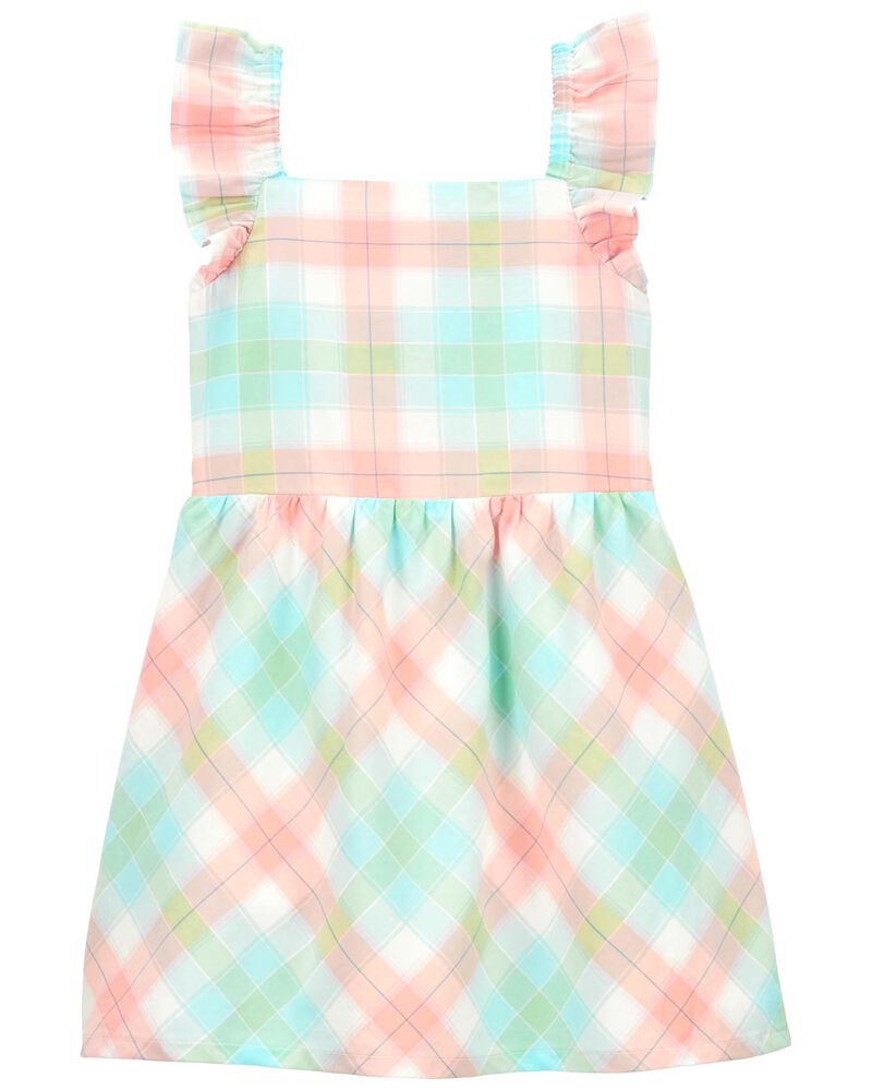 Toddler Plaid Flutter Dress, image 1 of 4 slides