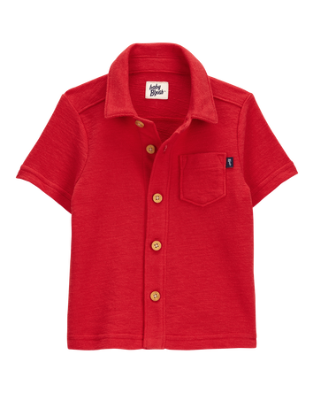 Baby Knit Button-Front Shirt-Red, 