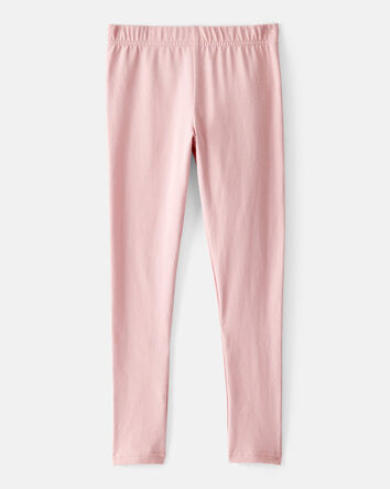 Girls Cotton Pull-On Stretch Leggings - Pink, 
