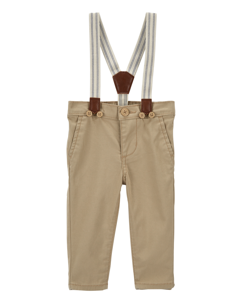 Baby Twill Suspender Pants, image 1 of 5 slides