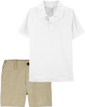 Toddler 2-Piece Active Moisture Wicking Uniform Polo & Shorts Set, 
