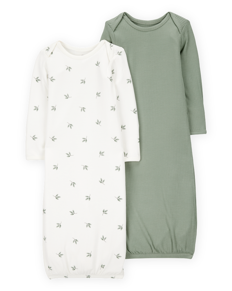 Baby 2-Pack PurelySoft Sleeper Gowns - Green, image 1 of 7 slides