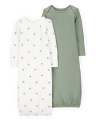Baby 2-Pack PurelySoft Sleeper Gowns - Green, image 1 of 7 slides