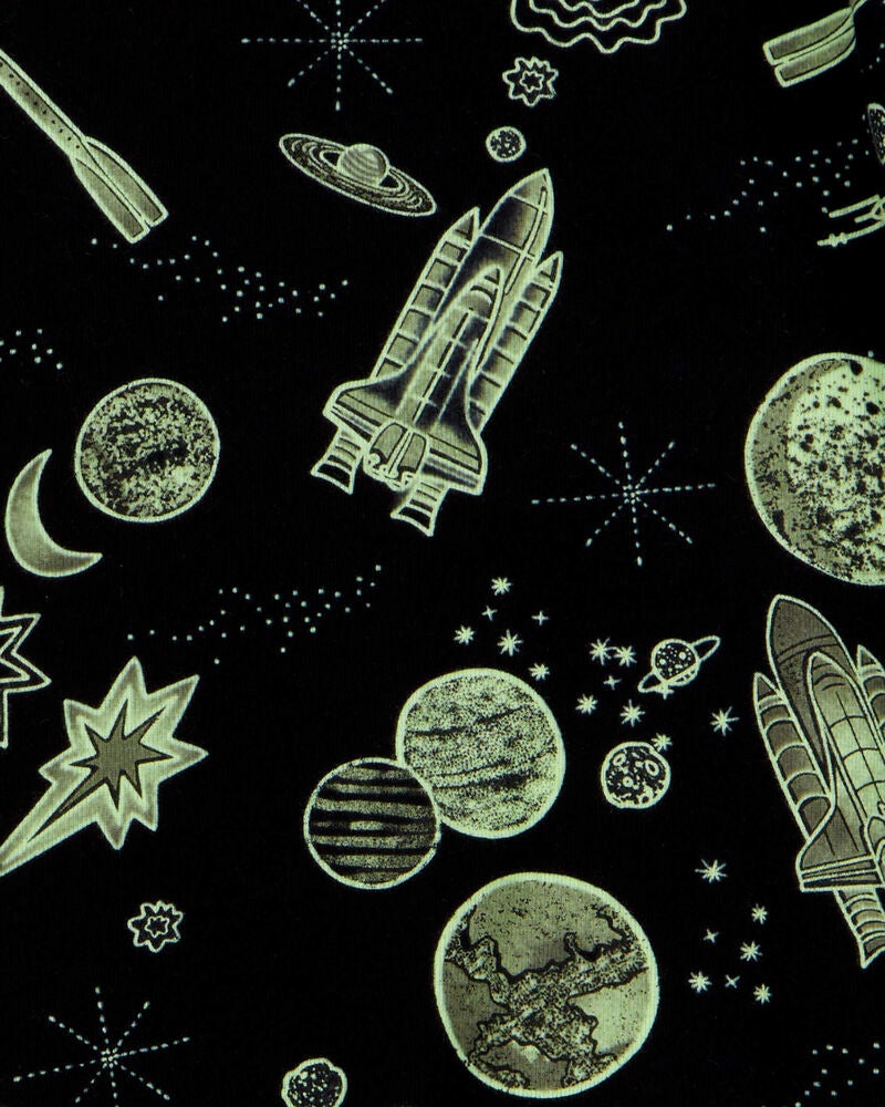 Kid Space Print Snug Fit 4-Piece Pajamas, image 3 of 4 slides