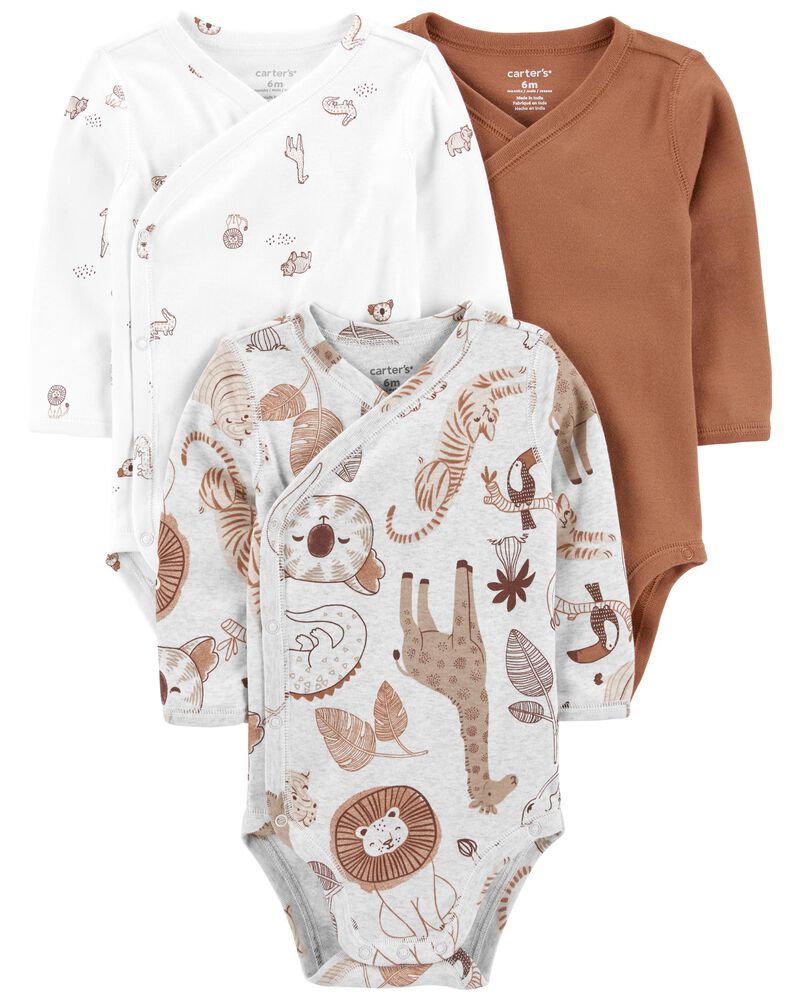 Baby 3-Pack Side-Snap Bodysuits, image 1 of 6 slides