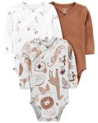 Baby 3-Pack Side-Snap Bodysuits, image 1 of 6 slides