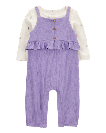 Baby 2-Piece Long-Sleeve Tee & Coverall Set - Purple, 
