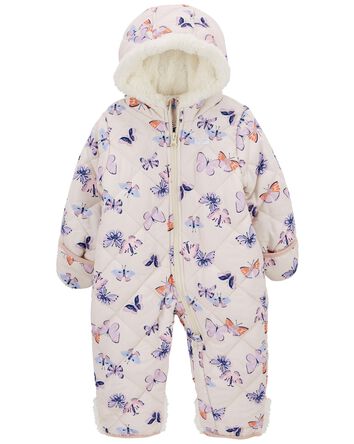 Butterfly Print Sherpa-Lined Snowsuit, 