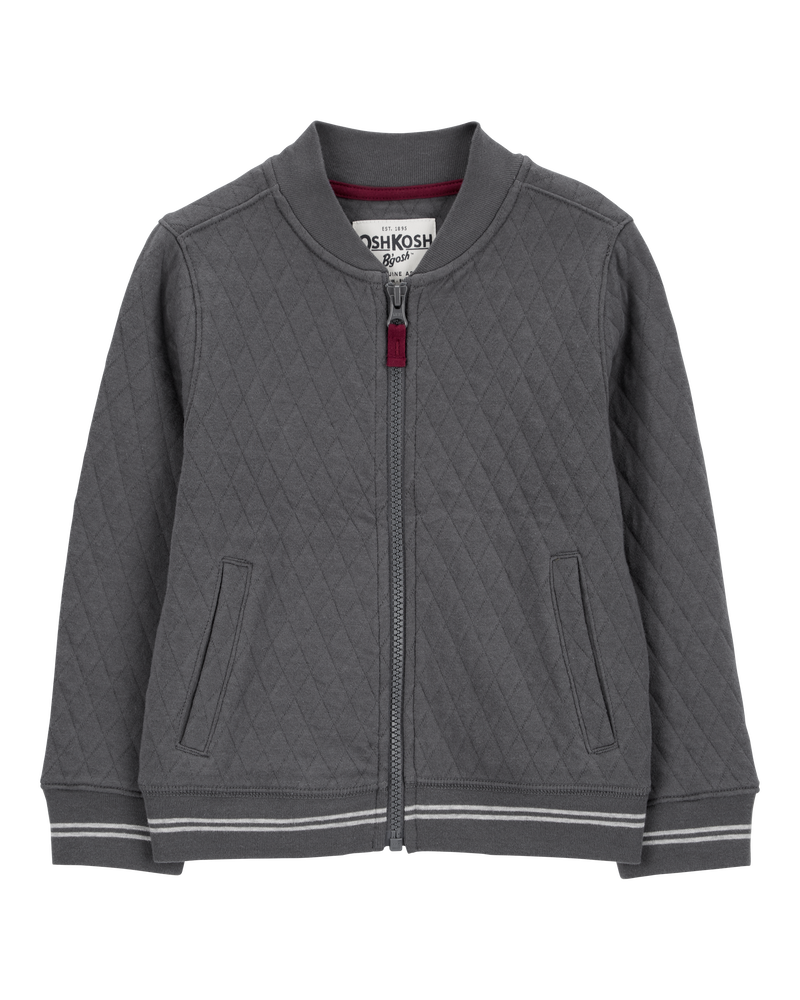 Toddler Solid Cotton Blend Quilted Jacket - Gray, image 1 of 3 slides