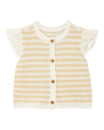 Baby Flutter Sleeve Knit Top - Yellow, 