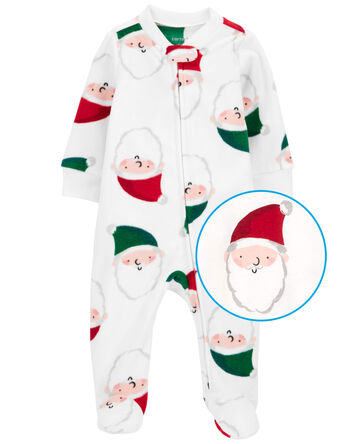 Baby Santa Zip-Up Fleece Sleep & Play Pajamas, 