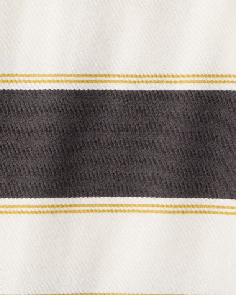 Boys Cotton Short-Sleeve Stripe Polo - Brown/Ivory, image 2 of 3 slides