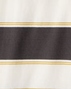Boys Cotton Short-Sleeve Stripe Polo - Brown/Ivory, image 2 of 3 slides
