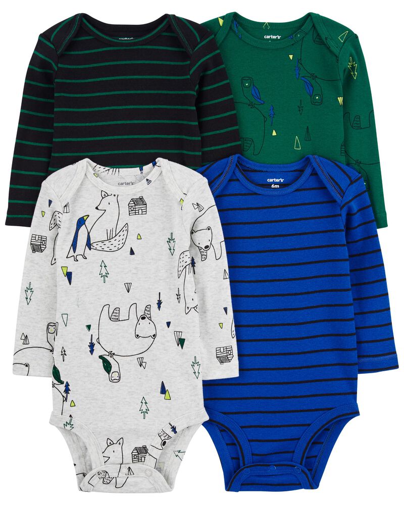 Baby 4-Pack Long-Sleeve Bodysuits, image 1 of 6 slides