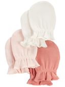 Pink/White - Baby 3-Pack Mittens