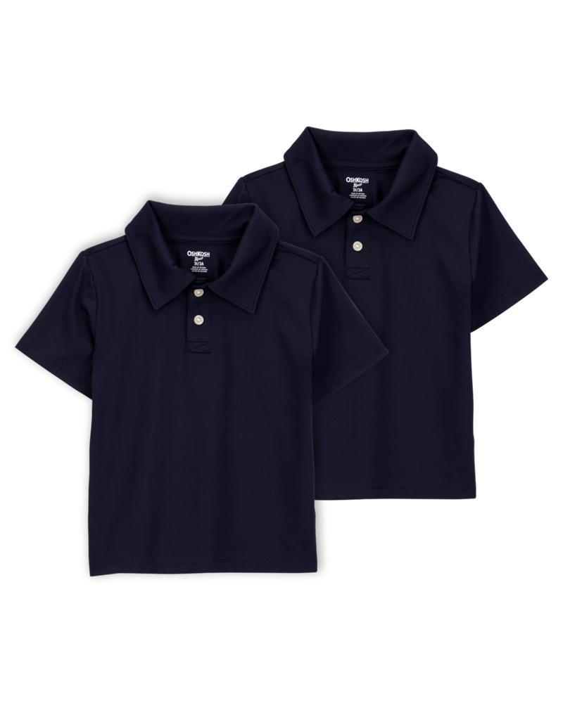 Toddler 2-Pack Active Uniform Polo Shirts in Moisture Wicking BeCool™ Fabric - Navy, image 1 of 3 slides