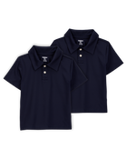 Toddler 2-Pack Active Uniform Polo Shirts in Moisture Wicking BeCool™ Fabric - Navy, image 1 of 3 slides