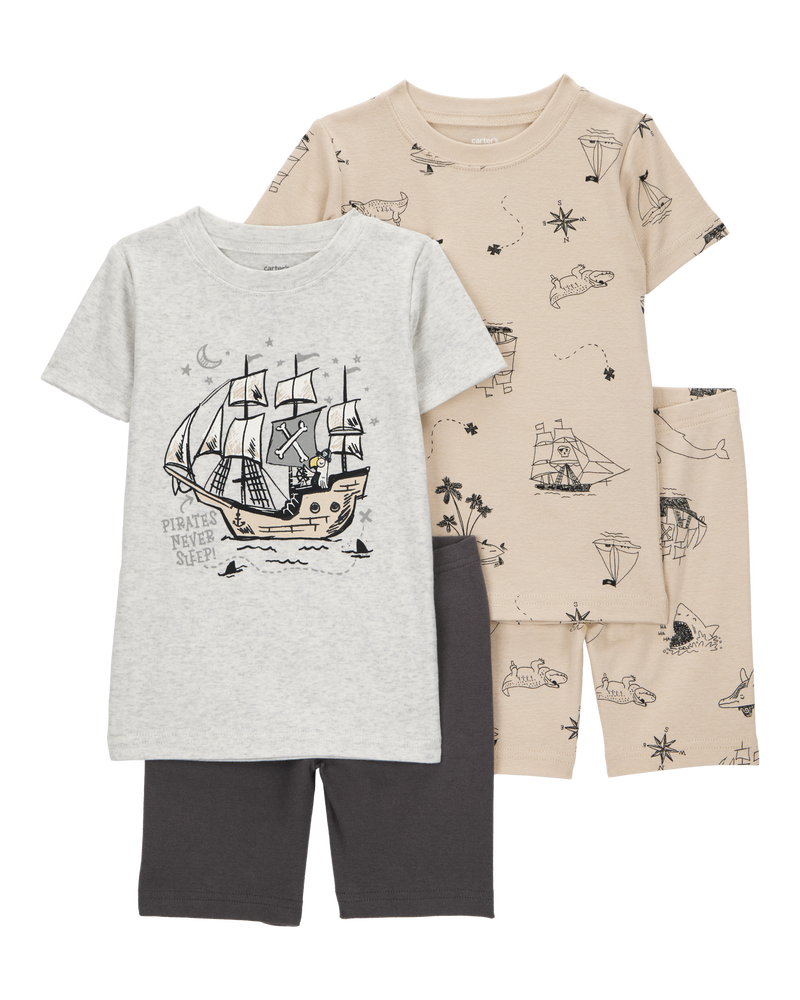 Baby Pirate Print Snug Fit Cotton 4-Piece Pajamas, image 1 of 4 slides