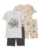 Baby Pirate Print Snug Fit Cotton 4-Piece Pajamas, image 1 of 4 slides