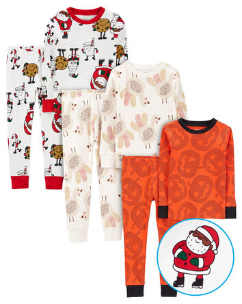 Baby 6-Piece Holiday 100% Cotton Snug Fit Cotton PJs, 
